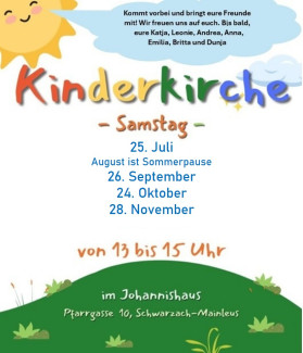 Kinderkirche zweites Halbjahr 2026